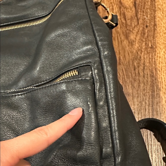 Tumi Liv Voyager Convertible Backpack Tote Black Leather with Gold - Picture 10 of 12